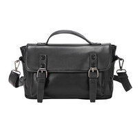 Whatna 革 ショルダーバッグ メンズ 2way 斜め掛け 手提げバッグ ポシェットポお財布6枚カード収納 ショルダーベルト付属 横型 小さめ メッセンジャーバッグ 通学 通勤バッグ 肩掛けバッグ 自転車かばん プレゼント男性 黒 YH3200