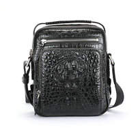 Whatna ワニ革 本革 ショルダーバッグ メンズ 2way 斜め掛け 手提げバッグ ipad Mini収納可 小さめ ビジネスバッグクロコダイル革 本皮 通勤 通学 斜めがけバッグ かばん男性用 ブラウン 黒（1101）