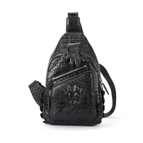 Whatna ワニ革 本革 斜めがけ ボディバッグ ワンショルダー メンズ クロコダイル革 厚手 レザー 黑 ブラウン 1106