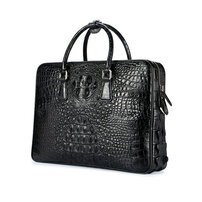 Whatna ワニ革 本革 ビジネス バッグメンズ 2way ショルダー 手提げ ダブルファスナー仕様 クロコダイル革 ブリーフケース 15.6インチPC対応 旅行 出張 通勤 通学 就活 面接 バッグ かばん 男性用 1015