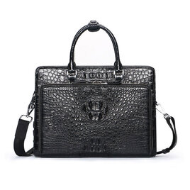 Whatna ワニ革 本革 ビジネス バッグメンズ 2way ショルダー 手提げ 2室仕切 クロコダイル革 カードポケットx8 ブリーフケース 14インチPC対応 旅行 出張 通勤 通学 就活 面接 バッグ かばん 男性用 1008