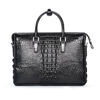 Whatna ワニ革 本革 ビジネス バッグメンズ 2way ショルダー 手提げ 3室仕切 クロコダイル革 カードポケットx4 ブリーフケース 14インチPC対応 旅行 出張 通勤 通学 就活 面接 バッグ かばん 男性用 1020