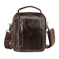 Whatna 天然 牛革ミニショルダーバッグ メンズ 3way 斜め掛け 手提げバッグ 男性用 ベルト ポーチ ミニ ウエストバッグ 小型ポシェット 2室仕切 厚手 レザー 本革 横型 小さめかたかけバッグ メンズ 軽量 実用 レゼント男性 ブラウン2358