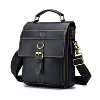 Whatna 牛革 ショルダーバッグ メンズ 2way 斜め掛け 手提げバッグ ポシェットポ 縦型 ipad 10.5収納可 小さめ メッセンジャーバッグ 通学 通勤バッグ 肩掛けバッグ 自転車かばん プレゼント男性 黒 302