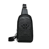 Whatna クロコダイル型押し 牛革 斜めがけ ボディバッグ ワンショルダー メンズ 左右付け替え可能 本 革 厚手 レザー66571