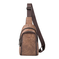 Whatna 天然牛革 斜めがけ ボディバッグ ワンショルダー メンズ 本 革 厚手 レザー ブラウン 黒4451