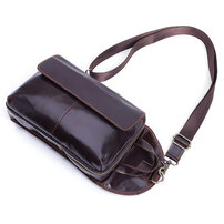 Whatna 天然 牛革 ミニ ショルダーバッグ メンズ 3way手提げ 斜め掛け ボディーバッグ セカンド バッグ 胸バッグ 厚手 本 革 レザー 縦型 小さめ メッセンジャーバッグ 通学 通勤バッグ プレゼント男性 ブラウン（6498）