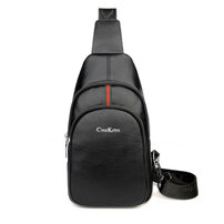 Whatna 革 斜めがけ ボディバッグ ワンショルダー メンズ イヤホン穴付 左右付け替え可能 本 革 厚手 レザー ブラウン 黒C6601