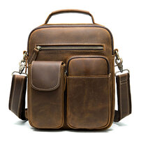 Whatna 天然牛革 ショルダーバッグ メンズ 2way 斜め掛け 手提げバッグ ポシェットポ 縦型 ipad 9.7収納可小さめ メッセンジャーバッグ 通学 通勤バッグ 肩掛けバッグ 自転車かばん プレゼント男性ブラウン 3552