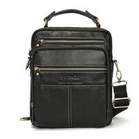 Whatna 牛革 ショルダーバッグ メンズ 2way 斜め掛け 手提げバッグ ポシェットポ 縦型 ipad 9.7収納可小さめ メッセンジャーバッグ 通学 通勤バッグ 肩掛けバッグ 自転車かばん プレゼント男性 黒 B035