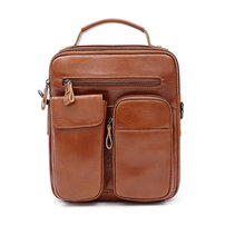 Whatna 牛革 ショルダーバッグ メンズ 2way 斜め掛け 手提げバッグ ポシェットポ 縦型 ipad 9.7収納可 小さめ メッセンジャーバッグ 通学 通勤バッグ 肩掛けバッグ 自転車かばん プレゼント男性ブラウン 6511