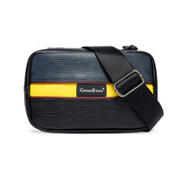 Whatna 革 ミニ ショルダーバッグ メンズ 3way 斜め掛け セカンド バッグ ボディーバッグ 胸バッグ ダブルファスナー L字 小さめ メッセンジャーバッグ 通学 通勤バッグ プレゼント男性 黒（Z4088）