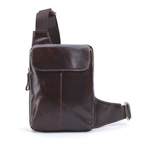 Whatna 牛革 斜めがけ ボディバッグ ワンショルダー メンズ 本 革 厚手 レザー カード4枚収納 ブラウン 6499