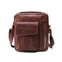 Whatna 牛革 ショルダーバッグ メンズ 2way 斜め掛け 手提げバッグ ポシェットポ 縦型 ipad Mini収納可小さめ メッセンジャーバッグ 通学 通勤バッグ 肩掛けバッグ 自転車かばん プレゼント男性ブラウン 6435