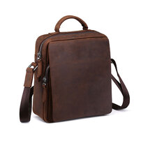 Whatna 牛革 ショルダーバッグ メンズ 2way 斜め掛け 手提げバッグ ポシェットポ 縦型 ipad Mini収納可小さめ メッセンジャーバッグ 通学 通勤バッグ 肩掛けバッグ 自転車かばん プレゼント男性ブラウン 0190