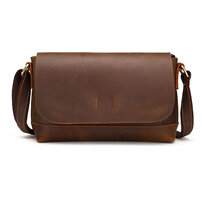 Whatna 天然牛革 ショルダーバッグ メンズ メッセンジャーバッグ小さめ ビジネスバッグ 横型 本革 通勤 通学 斜めがけバッグ オシャレ な シンプル な 軽量 実用 自転車 かばん男性用 ブラウン（8896）