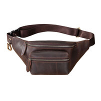 Whatna 3way 天然牛革 ボディバッグ・ワンショルダーバッグ メンズ ウエストポーチ 本 革 厚手 レザー 斜め掛けバッグ スポーツバッグ 自転車 カジュアル 遠足 旅行 通勤 通学 ブラウン（A012）