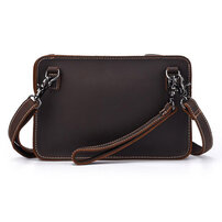 Whatna 2way 天然 牛革 ミニセカンドバッグ メンズ バッグ 小さ [クラッチ ショルダー 肩掛け 結婚式 バッグ] 厚手 本革 レザー ビジネス カジュアル フォーマル 冠婚葬祭 バッグ紳士用 男性用ブラウン hs-1777