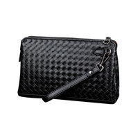 Whatna 牛革 手作り編み込み セカンドバッグ メンズ バッグ クラッチ バッグ 小さい カード6枚収納可3室仕切 厚手 本 革 レザー 結婚式 バッグ フォーマル ビジネス 冠婚葬祭 バッグ 男性用 紳士用 （6618）