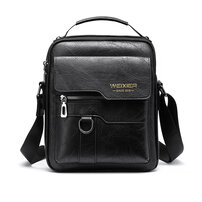 Whatna ショルダーバッグ メンズ 2way 斜め掛け 手提げ 厚手 皮革 レザー ipadmini収納可 縦型 小さめ メッセンジャーバッグ 通学 通勤バッグ 軽量 実用 自転車かばん プレゼント男性 黒 ブラウン（8642）