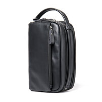 Whatna 2WAYハンドル 天然牛革 ミニセカンドバッグ メンズ クラッチ バッグ ボックス型 2室仕切 6枚カード収納 小銭入 カジュアル フォーマル 冠婚葬祭 結婚式 バッグ紳士用 男性用 黑