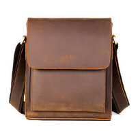 Whatna 天然牛革 ショルダーバッグ メンズ メッセンジャーバッグ小さめ ビジネスバッグ ipad10.5収納可縦型 本革 通勤 通学 斜めがけバッグ オシャレ な シンプル な 軽量 実用 自転車 かばん男性用 ブラウン 黒（7433）