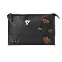 Whatna 2way 革セカンド バッグ メンズ ショルダーバック [クラッチ 肩掛け 結婚式 バッグ] ファイルバッグ ipad 10.5 A4 収納可 大さめ 手持ちバッグ ビジネス カジュアル フォーマル 冠婚葬祭 紳士用 男性用 黒（8764）