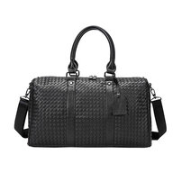 Whatna 手作り編み込み革 ビジネスバッグ メンズ 2way 手提げバッグ ショルダーバッグ A4 15.6インチpc 収納可 本革 ビジネス 通勤 通学 斜めがけ バッグ 旅行 バッグ ワンショルダーバッグ自転車 かばん男性用 黒（k1901）