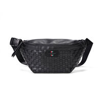 Whatna 3way 革 手作り編み込み ボディバッグ・ワンショルダーバッグ メンズ ウエストポーチ 本 革 厚手 レザー 斜め掛けバッグ スポーツバッグ 撥水 皮 バッグ 自転車 カジュアル 遠足 旅行 通勤 通学 黒（YH3222）