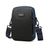 Whatna ミニショルダーバッグ メンズ 3way 斜め掛け ボディバッグ ベルト ポーチ ミニ 胸バッグ ウエストバッグ 小型ポシェット マホポーチ オックスフォード布 防水 耐磨耗 縦型 小さめかたかけバッグ メンズ 軽量 実用 レゼント男性 黒 青（2142）