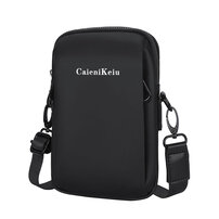 Whatna ミニショルダーバッグ メンズ 2way 斜め掛け ベルト ポーチ ウエストバッグ 小型ポシェットマホポーチ イヤホン穴付 オックスフォード布 防水 耐磨耗 縦型 小さめかたかけバッグ メンズ 軽量 実用 レゼント男性 黒 青（2170）