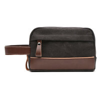 Whatna 厚手帆布xレザー ミニセカンドバッグ メンズ クラッチ バッグ 小さい 化粧かば カジュアル フォーマル 冠婚葬祭 結婚式 バッグ 手持ち バッグ 小鞄 紳士用 男性用 ポーチ バッグ 8021-1#