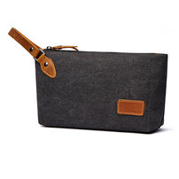 Whatna 厚手帆布xレザー ミニセカンドバッグ メンズ クラッチ バッグ 小さい 化粧かば カジュアル フォーマル 冠婚葬祭 結婚式 バッグ 手持ち バッグ 小鞄 紳士用 男性用 ポーチ バッグ 8651#