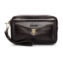 Whatna 2way 天然 牛革 ミニセカンドバッグ メンズ クラッチ バッグ小きめ 4枚カード本革収納可 防水 耐磨耗 結婚式 披露宴 バッグ カジュアルフォーマル ビジネス 冠婚葬祭 バッグ 男性用 紳士用 ブラウン黒2271