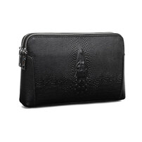 Whatna クロコダイル型押し天然 牛革 セカンドバッグ メンズ バッグ クラッチ バッグ 小さい カード6枚収納可2室仕切 厚手 本 革 レザー 結婚式 バッグ フォーマル ビジネス 冠婚葬祭 バッグ 男性用 紳士用 （663）