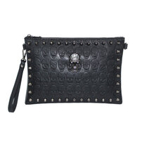 Whatna 2WAY 革 セカンド バッグ メンズ バッグ [クラッチ ショルダー 肩掛け 結婚式 バッグ] A4 6枚カード収納9.7インチのipad収納可 手持ちバッグ ビジネス カジュアル フォーマル 冠婚葬祭 紳士用 男性用 黒（A8935#）