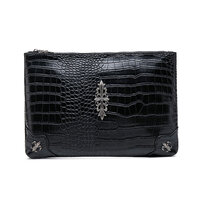 Whatna 2WAY 革 セカンド バッグ メンズ バッグ [クラッチ ショルダー 肩掛け 結婚式 バッグ] A4 10.5インチのipad収納可 手持ちバッグ ビジネス カジュアル フォーマル 冠婚葬祭 紳士用 男性用 黒（A1908#）