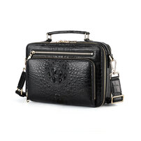 Whatna ワニ革 本革 ビジネス バッグメンズ 2way ショルダー 手提げ 2室仕切 クロコダイル革 ブリーフケース A4インチ旅行 出張 通勤 通学 就活 面接 バッグ かばん 男性用 1075-1