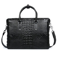 Whatna ワニ革 本革 ビジネス バッグメンズ 2way ショルダー 手提げバッグ ペン挿し×3 4枚カード収納可 クロコダイル革 ブリーフケース 15.6インチPC対応 旅行 出張 通勤 通学 就活 面接 バッグ かばん 男性用 1010