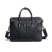 Whatna ワニ革 本革 ビジネス バッグメンズ 2way ショルダー 手提げバッグ 2室仕切 ペン挿し×3 8枚カード収納可 クロコダイル革 ブリーフケース 15.6インチPC対応 旅行 出張 通勤 通学 就活 面接 バッグ かばん 男性用 1031