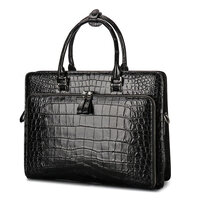 Whatna ワニ革 本革 ビジネス バッグメンズ 2way ショルダー 手提げバッグ 2室仕切 クロコダイル革 ブリーフケース 14インチPC対応 旅行 出張 通勤 通学 就活 面接 バッグ かばん 男性用 1008H