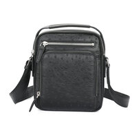 Whatna 天然 オーストリッチ 革 ショルダーバッグ メンズ 2way 斜め掛け 手提げバッグ ポシェットポ 縦型 本革 小さめ メッセンジャーバッグ 通学 通勤バッグ 肩掛けバッグ 自転車かばん プレゼント男性 黒 ブラウン1063