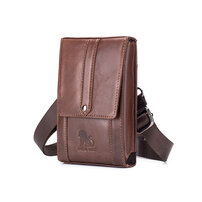 Whatna 天然 牛革 ミニショルダーバッグ メンズ ポシェットポお財布 11枚カード収納 3way斜め掛け ショルダー バッグ ベルト ポーチ ウエストバッグ 長財布 ショルダーベルト付属 斜め掛け 通学 通勤 ミニバッグ 紳士用 男性用 ブラウン