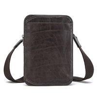 Whatna 天然 牛革 ミニショルダーバッグ メンズ ポシェットポお財布 4枚カード収納 3way斜め掛け ボディバッグ ベルト ポーチ ミニ 胸バッグ ウエストバッグ 長財布 ショルダーベルト付属 斜め掛け 通学 通勤 ミニバッグ 紳士用 男性用 ブラウン