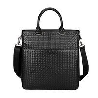 Whatna 手作り編み込み ショルダーバッグ メンズ 2way 斜め掛け 手提げバッグ セカンドバッグ ショルダーベルト付属 A4 縦型 ビジネス バッグ 通学 通勤 肩掛け バッグ 自転車かばん プレゼント男性 61698-3