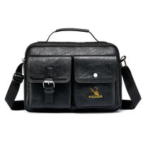 Whatna 革 ミニ ショルダーバッグ メンズ ポシェット2way 斜め掛け ポーチ 手提げバッグ セカンドバッグIpad 9.7収納 可厚手 レザー 横型 通学 通勤 肩掛けミニ バッグ 自転車かばん プレゼント男性