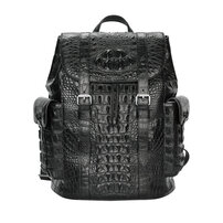 Whatna ワニ革 ビジネスバッグメンズ バッグ 手提げ・リュックの2WAY クロコダイル革 厚手本革 A4 14インチpc収納可 大容量 盗難防止 旅行 出張用 通勤 通学 就活 面接 バッグ かばん 男性用 ブラウン 黒（1069）