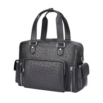 Whatna 天然 オーストリッチ 革 ビジネス バッグメンズ 2way ショルダー 手提げバッグ 本 革 ブリーフケース 15.6インチPC対応 旅行 出張 通勤 通学 就活 面接 バッグ かばん 男性用 1073t