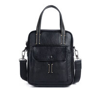 Whatna アンティーク風合い鞣し天然牛革 ショルダーバッグ メンズ 2way 斜め掛け 手提げ 厚手 本革 レザー小さめ メッセンジャーバッグ 通学 通勤バッグ 軽量 実用 自転車かばん プレゼント男性 黒 ブラウン