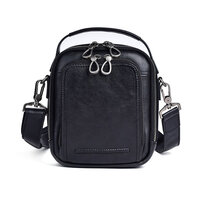 Whatna アンティーク風合い鞣し天然牛革 ショルダーバッグ メンズ 2way 斜め掛け 手提げ バッグ カードポケット×2 縦型 本革 レザー小さめ メッセンジャーバッグ 通学 通勤バッグ 軽量 実用 自転車かばん プレゼント男性 黒 ブラウン